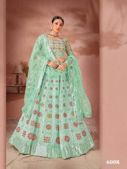 Light Mint Green Georgette Sequins-Work Party-Wear Stylish Lehenga Choli